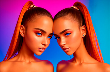 Obraz premium Beautiful African-American girls. Generative AI.
