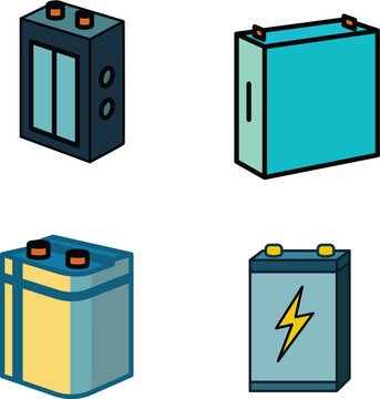 Variety of battery pack vector illustrations