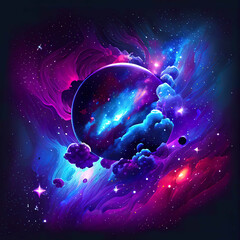 Obraz na płótnie Canvas Abstract Space Galaxy Nebula Background - Ai Generated