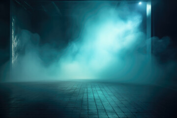 Front Stage with Smoke Blue Scene created with Generative AI Technology, ai, generative