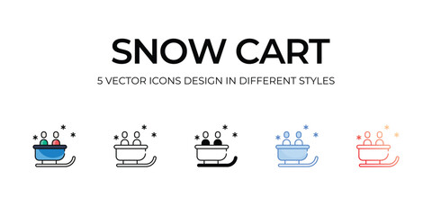 Snow Cart Icon Design in Five style with Editable Stroke. Line, Solid, Flat Line, Duo Tone Color, and Color Gradient Line. Suitable for Web Page, Mobile App, UI, UX and GUI design.