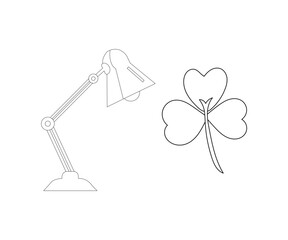 hand drawn illustration of a lamp and flower