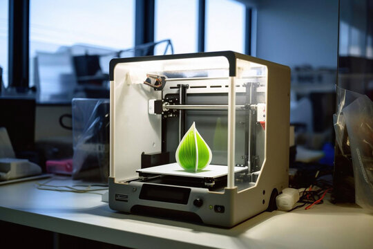 3d printer creating an object prototype in laboratory. Generative ai