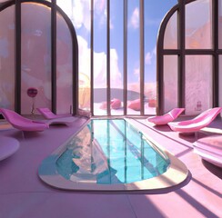 Obraz na płótnie Canvas Pool inside mansion 