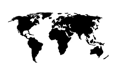 Black map of world with countries borders