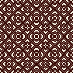 Outline seamless pattern with geometric figures. Repeated squares and rhombuses ornamental abstract background.