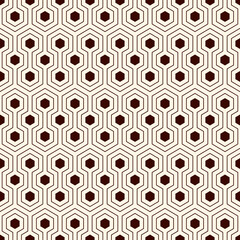 Honeycomb grid background. Outline repeated hexagon wallpaper. Seamless surface pattern with classic geometric ornament.