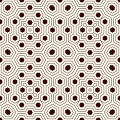 Honeycomb grid background. Outline repeated hexagon wallpaper. Seamless surface pattern with geometric ornament.