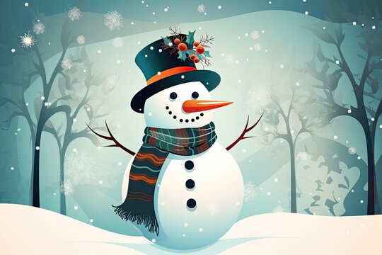 A Festive Snowman To Kickoff the Holiday Season: Cute and Adorable Winter Creation. Generative AI