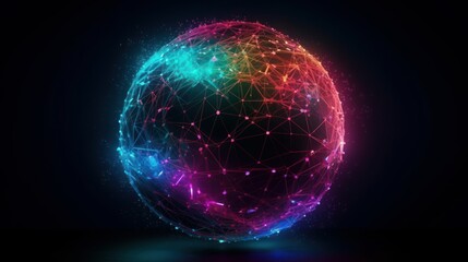 A bright and colorful globe with communication network concept. Smart earth, planet. Generative AI. 