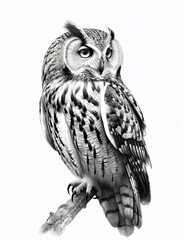 Realistic owl illustration, graphical resource for logo design, graphic design, t shirt design and more. Generative AI
