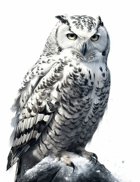 Realistic owl illustration, graphical resource for logo design, graphic design, t shirt design and more. Generative AI