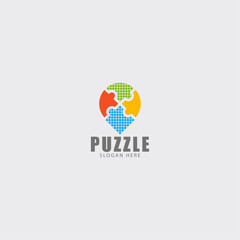funny puzzle colorful logo branding