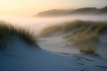 Serenity at Sunrise - A Minimalist Coastal Scene. Generative Ai