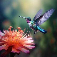 Hummingbirds and Flower