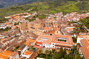 Bird's eye view of Monastery of Saint Mary of Guadalupe, Spain.