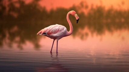 Fototapeta na wymiar Graceful in Pink: The Majestic World of Flamingos,generative ai