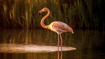 Graceful in Pink: The Majestic World of Flamingos,generative ai