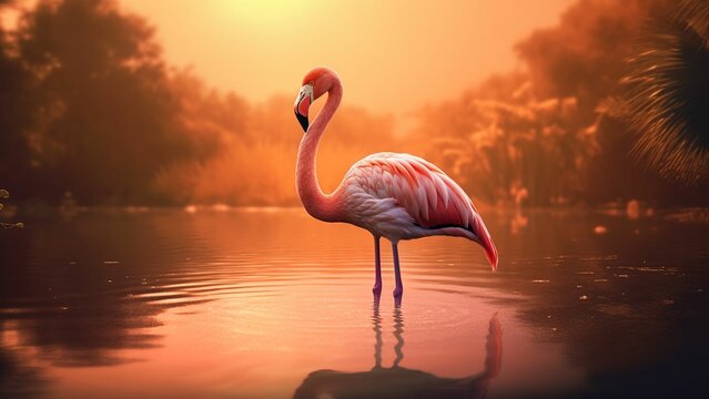 Graceful in Pink: The Majestic World of Flamingos,generative ai