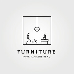 furniture logo vector illustration design, minimalist line art