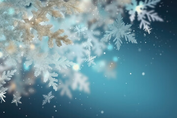 Fototapeta na wymiar Elegant Christmas Background with Icy Snowflake. Generative Ai