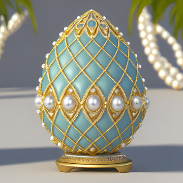 Faberge egg with pearls created with generative ai technology