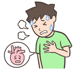 動悸息切れで苦しい男性