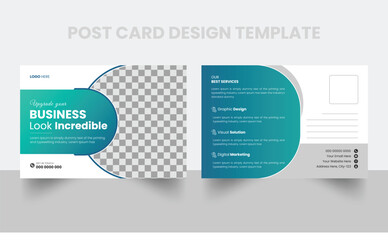 Corporate business postcard design template. amazing and modern postcard design. stylish corporate postcard design. business & Industrial postcard design template. marketing & advertising design.
