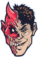 Son of devil head mascot logo design - obrazy, fototapety, plakaty