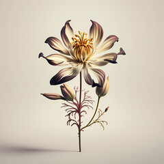una flor aislada abierta mostrando sus pistilos con polen con fondo blanco y limpio con IA generativa - obrazy, fototapety, plakaty