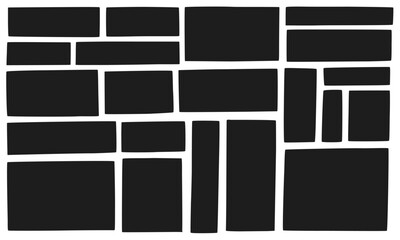 21種類の手書きの黒い長方形のイラストセット