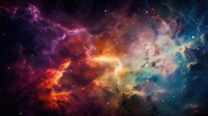 Obraz na płótnie Canvas A Splendid Night Sky: Universe Astronomy with a Colorful Nebula and Stars as a Wallpaper Background. Generative AI