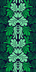Green gradient abstract background with tropical palm leaves in Matisse style. Vector seamless pattern with Scandinavian cut out elements.