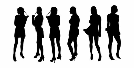 vector set of sexy woman silhouettes