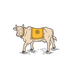 illustration of sacred cow india, vector art.