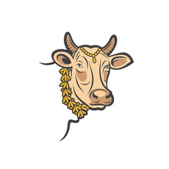 illustration of sacred cow india, vector art.