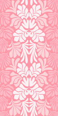 Pink white abstract background with tropical palm leaves in Matisse style. Vector seamless pattern with Scandinavian cut out elements.