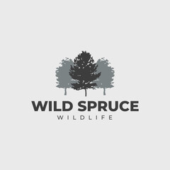 Obraz premium Spruce tree logo on white background