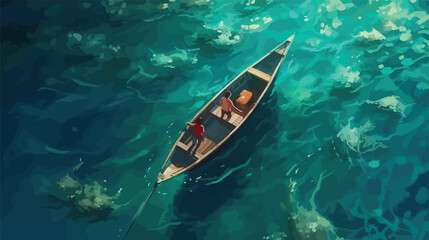 Underwater Treasures: A Couple in a Boat with Crystal Waters and Birds-Eye View