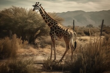 Obraz premium Giraffe. Generative AI