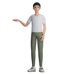 3D Male Character Presenting to Left Side