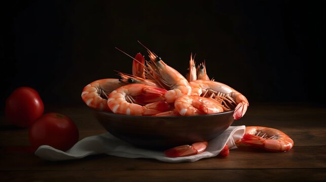 Fresh red shrimps foodphoto. Generative AI