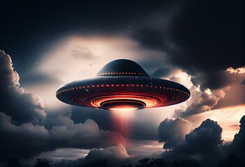 Fototapeta na wymiar Ufo in sky. Generative AI
