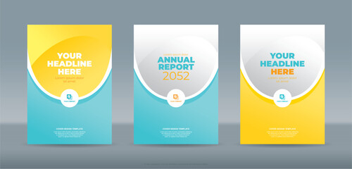 Abstract ellipse and curve with light green and yellow color background A4 size book cover template for annual report, magazine, booklet, proposal, portfolio, brochure, poster