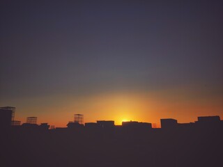 Fototapeta na wymiar city at sunset