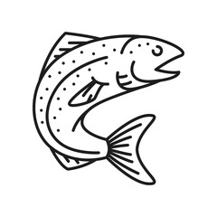Salmon or tuna Sweden fish isolated thin line icon. Vector surstomming seafish, scandinavian food, marinated fishery sardine, baltic sprat