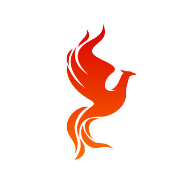 recommend clip art: Phoenix bird or fenix firebird with wings of fire flames. Vector abstract eagle or falcon flying with fiery feathers. Fantasy phoenix or fenix bird silhouette heraldic emblem or symbol of rebirth