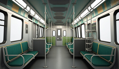 Obraz premium Train Empty Interior, Generative AI