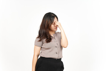 Fototapeta premium Suffering Headache Gesture Of Beautiful Asian Woman Isolated On White Background