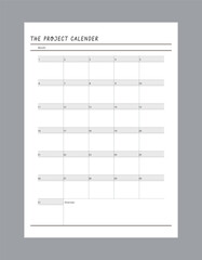 Project calendar Planner.  